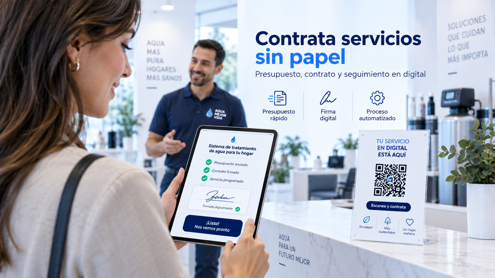 Referencia visual de un proceso de documentación y contratación digital