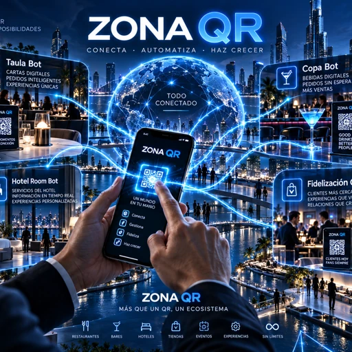 Referencia visual de una zona de experiencias y servicios conectados mediante QR