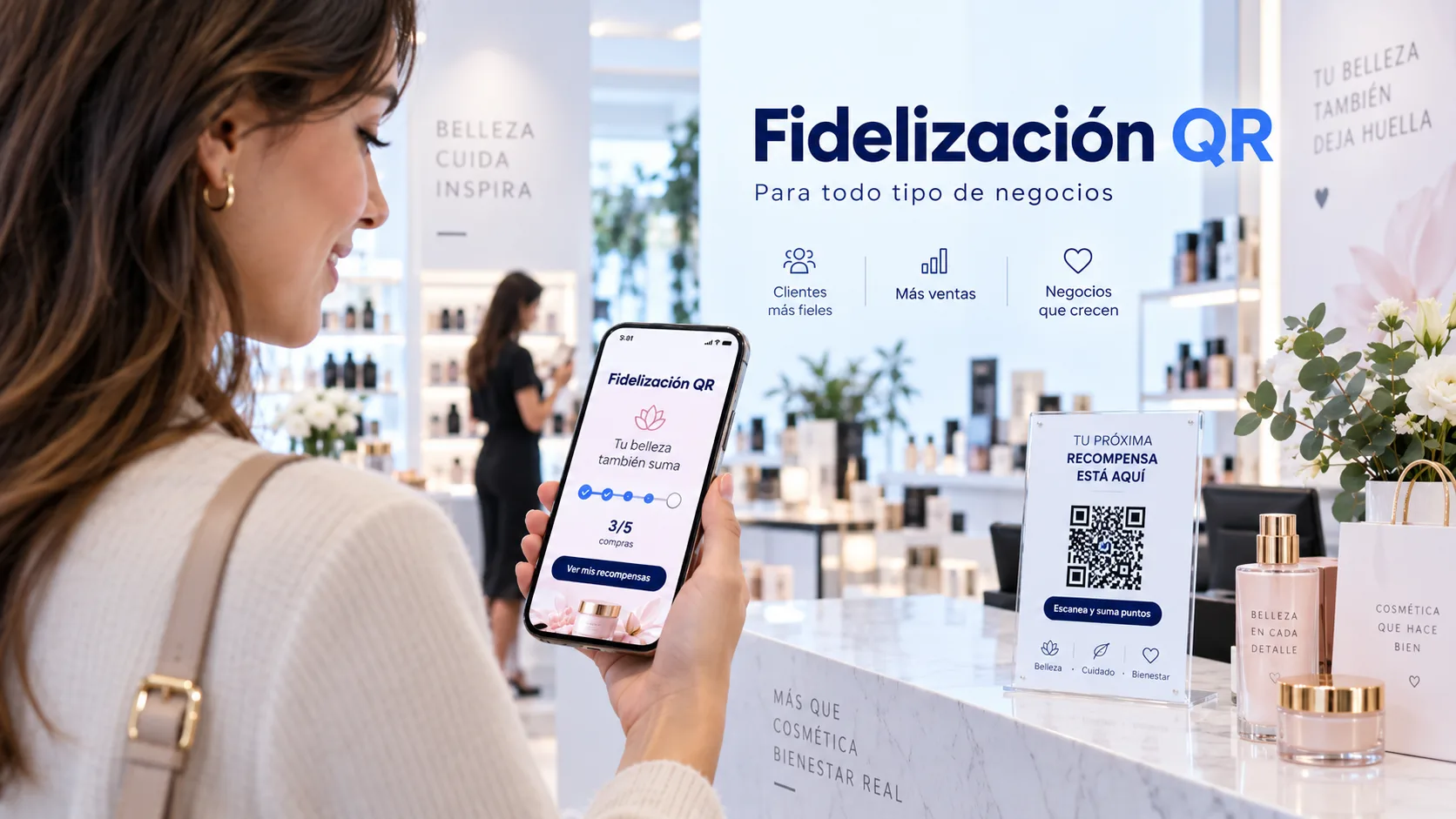 Fidelización QR en una tienda de cosméticos