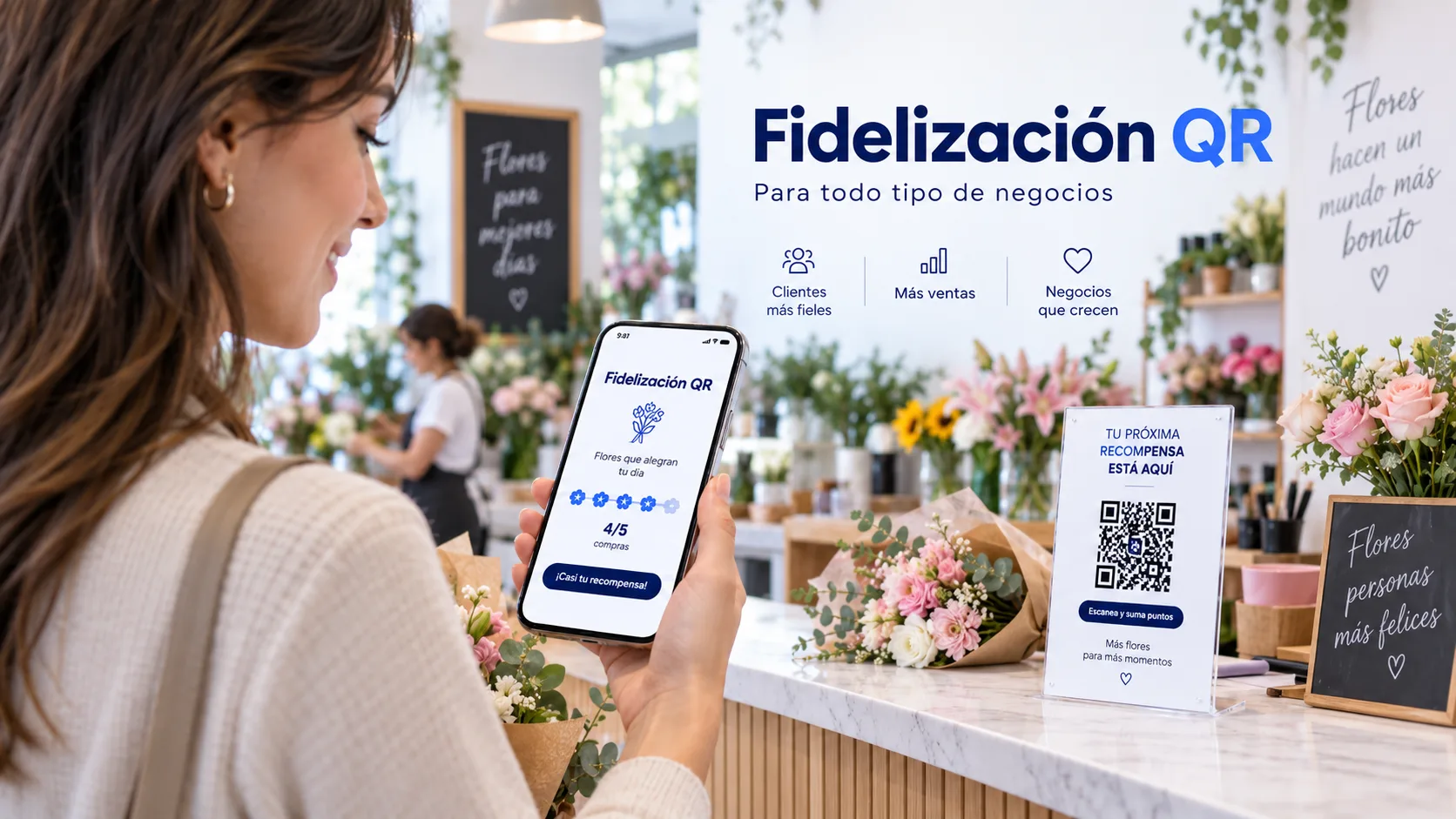 Fidelización QR en una floristería