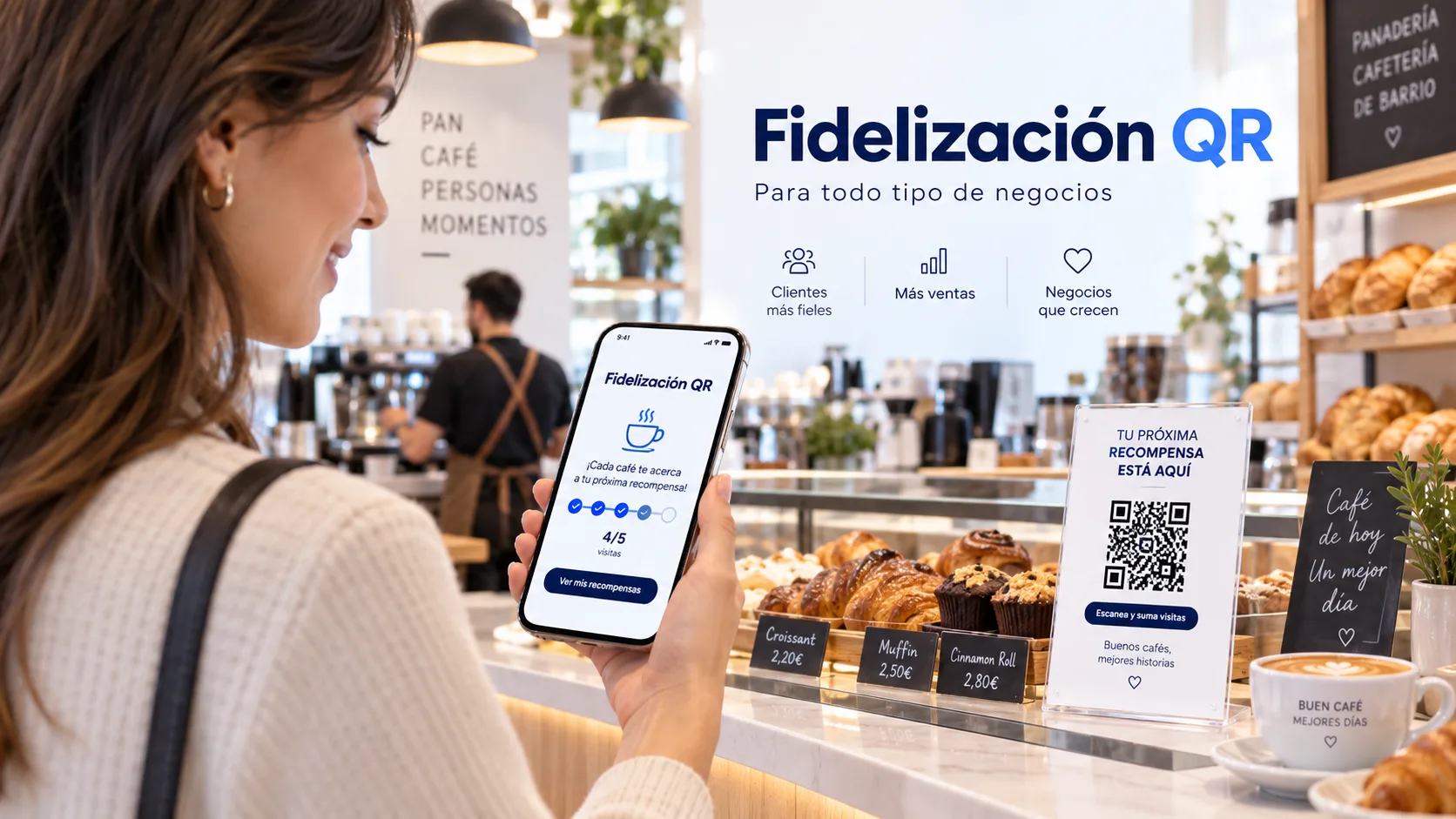 Fidelización QR en una panadería cafetería