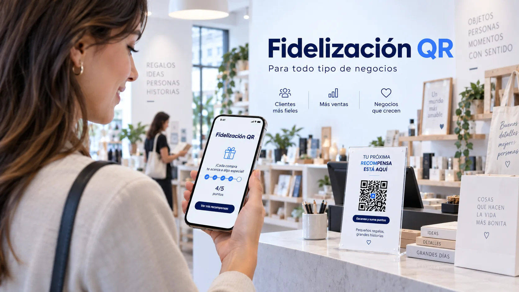 Fidelización QR en una tienda de regalos